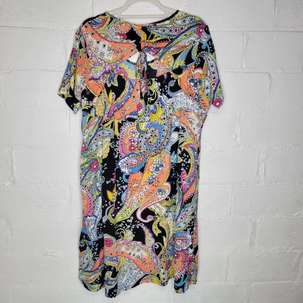 Parsley & Sage Women's Size 1X Dress Knee Length Flowers Orange Black - Picture 2 of 5